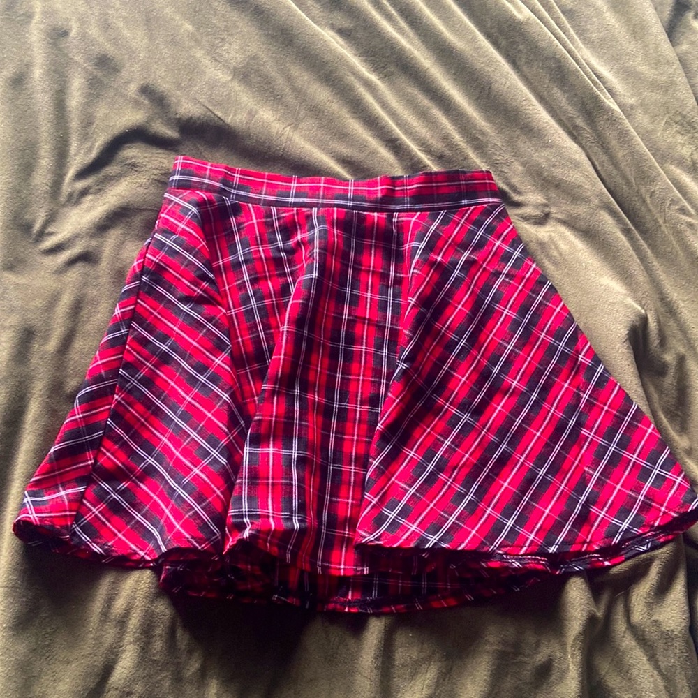 Plaid black,red, and white skirt